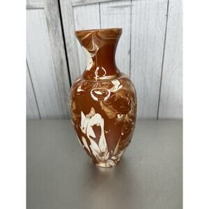 Handcrafted Swirled Pottery Alaska Vintage Mini Vase Orange White